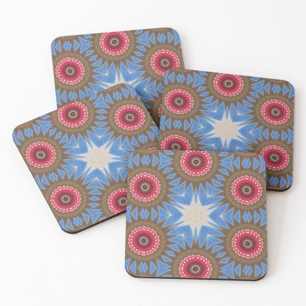 Item preview, Romantic designed geometric flower pattern. red circles with blue stars. designed and sold by Jonnekesart.