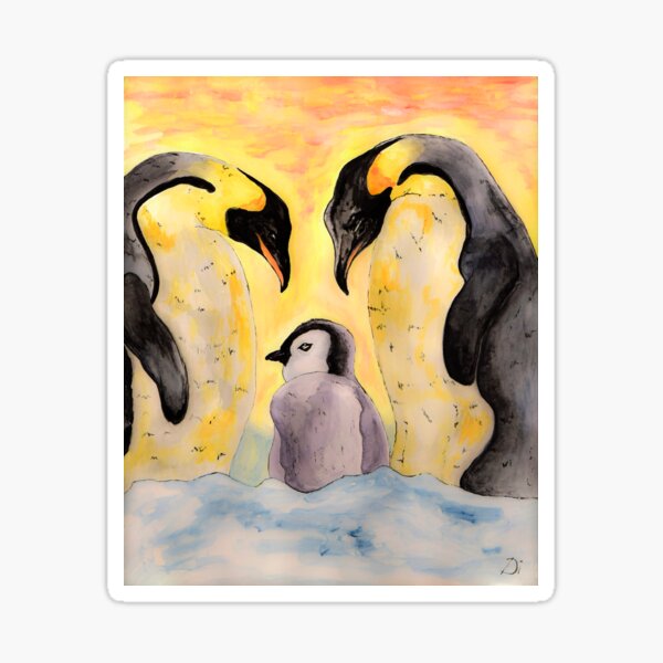 Watercolor Penguin Family Sticker