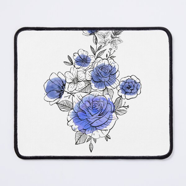 Item preview, blue colored roses print designed and sold by MidnightArts1.