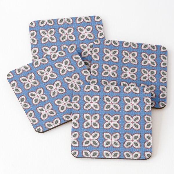 Item preview,   Romantic designed geometric flower pattern. red circles with blue stars. designed and sold by Jonnekesart.