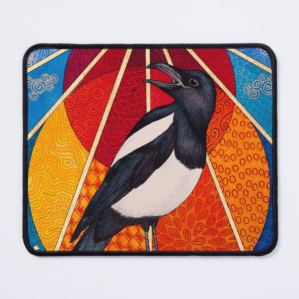 Item preview, Mixed media occult tarot magpie painting designed and sold by RedFinchDesigns.