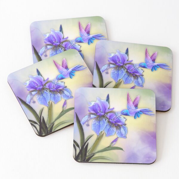 Item preview, Hummingbird on Blue/Purple Iris designed and sold by MoragBates.