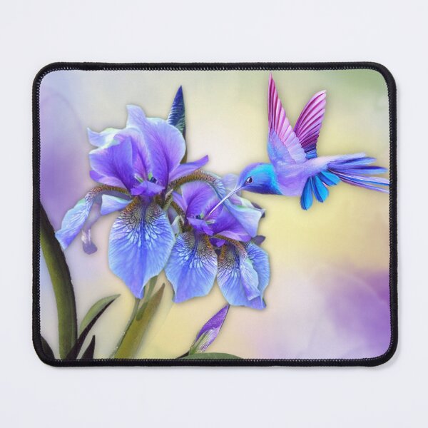 Item preview, Hummingbird on Blue/Purple Iris designed and sold by MoragBates.