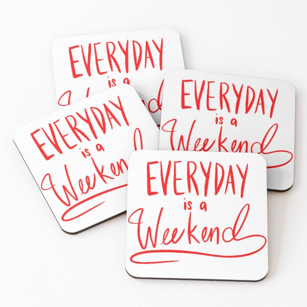 Item preview, Everyday Is A Weekend Red Simple Art Print designed and sold by lineartdesigns.