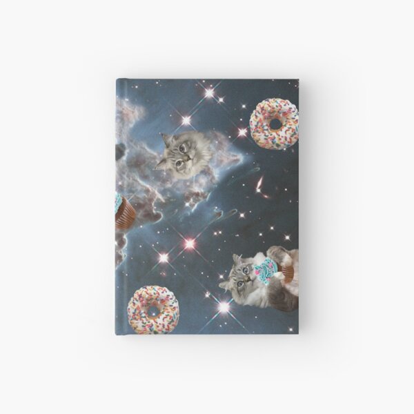 Cupcake Donut Space Cat Hardcover Journal