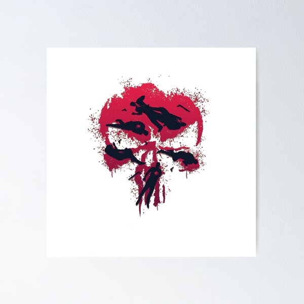 Marvel The Punisher Skull and Red Streaked Logo Art Print by Rayank Hamdo -  Fine Art America