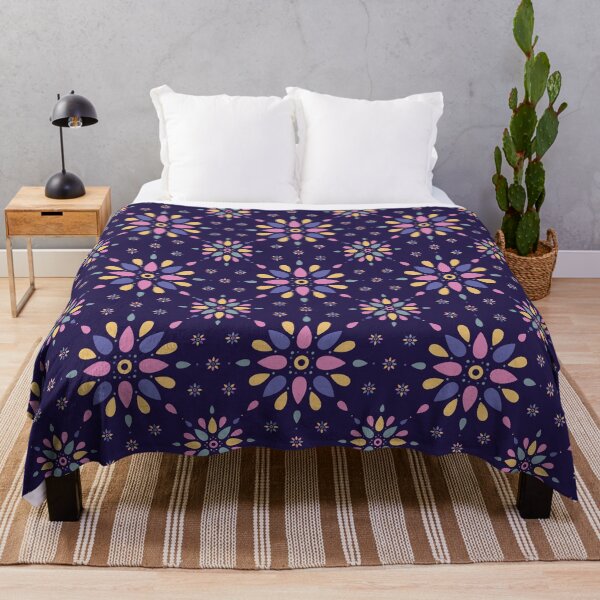 Multicoloured Teardrop Mandalas Pattern Throw Blanket