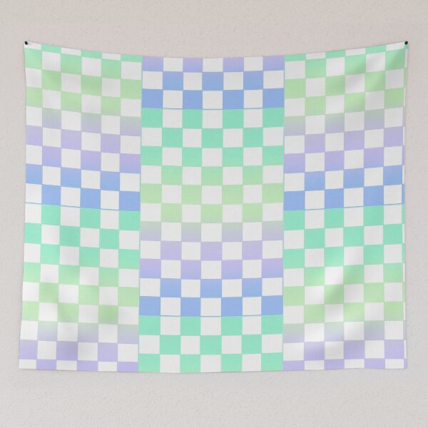 Item preview, Retro Gradient Checkerboard Check Checkered Pattern in Green Purple and Blue designed and sold by hannahvira.