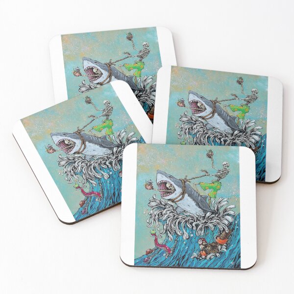 Item preview, Skeleton injoy with shark  designed and sold by Finding Print.