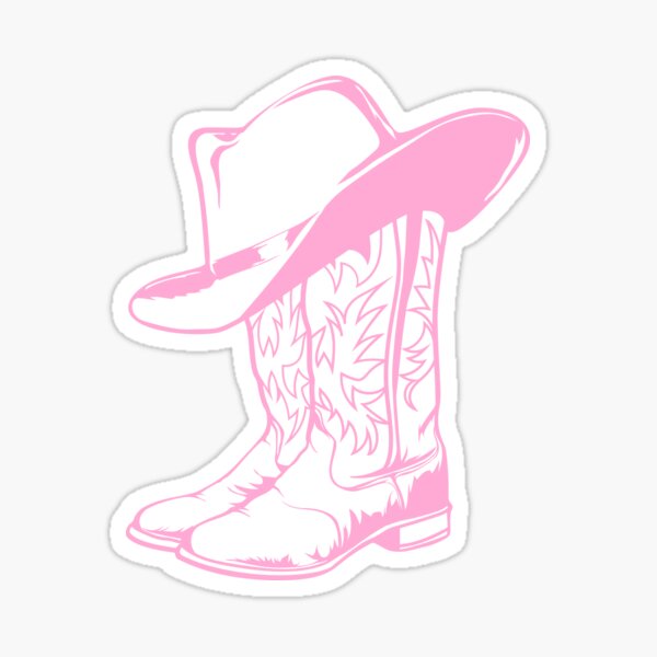 "Pastel baby pink cowgirl boots with cowboy hat " Sticker for Sale by dreamingoutwest Redbubble