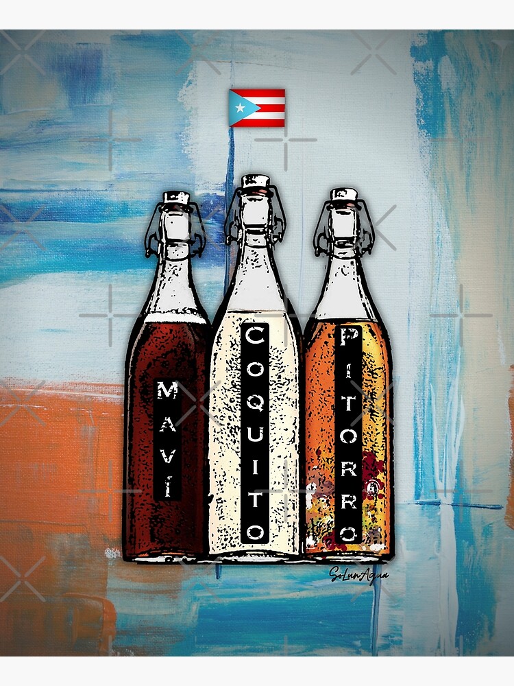 Discover Mavi, Coquito, Pitorro Puerto Rico Traditional Drinks Premium Matte Vertical Poster