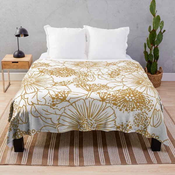 Artikelvorschau, Dark Orange and White Hand Drawn Floral Pattern Pairs DE 2022 Popular Color Alameda Ochre DET482 entworfen und verkauft von ColorOfTheYears.