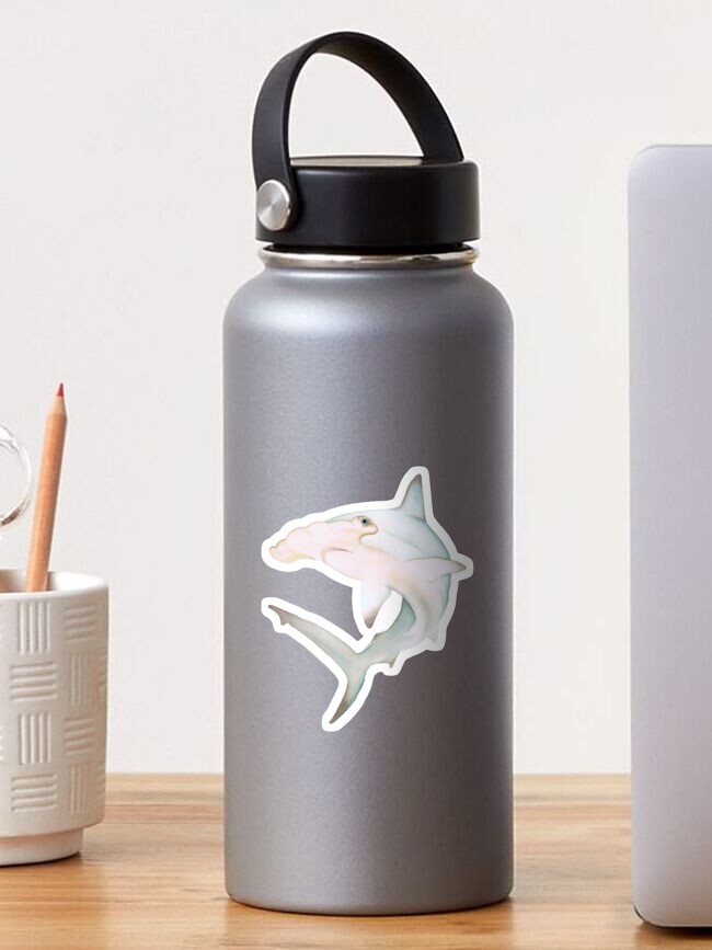 Thumbnail 1 of 3, Sticker, Pastel Watercolor Hammerhead Shark designed and sold by thecuriouswild.