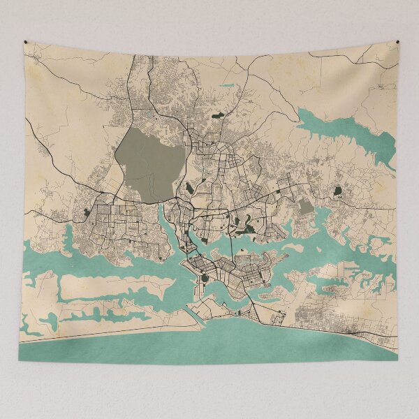 Item preview, Abidjan City Map of Côte d'Ivoire - Vintage designed and sold by deMAP.