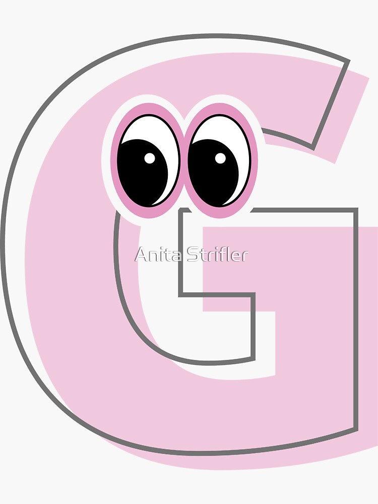 Pink letter G with eyes Sticker for Sale by Anita Strifler