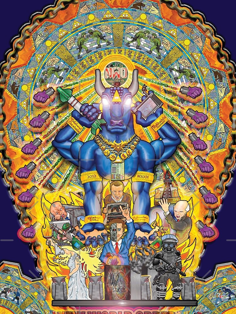 Thumbnail 5 of 5, Graphic T-Shirt, Moloch and the New World Order designed and sold by IAW-Studios.