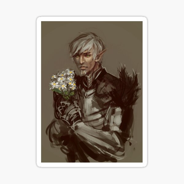Fenris and Flowers Sticker
