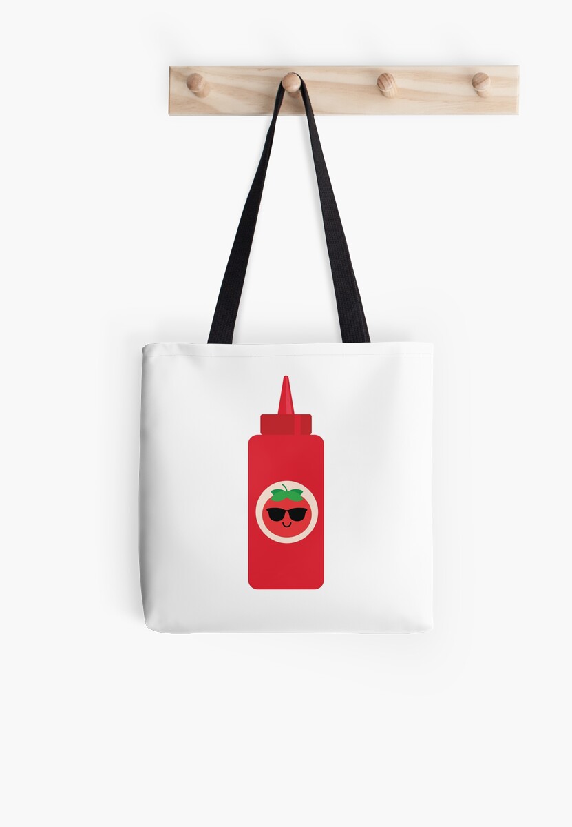 "Ketchup Sauce Emoji Cool Sunglasses" Tote Bag by teeandmee Redbubble