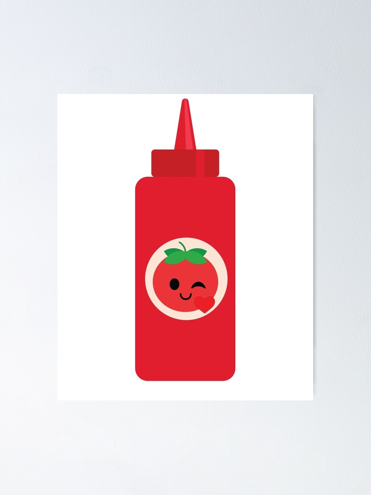 "Ketchup Sauce Emoji Flirt and Blow Kiss" Poster by teeandmee Redbubble