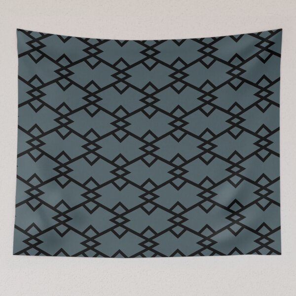 Artikelvorschau, Black and Dark Blue Tessellation Line Pattern 22 Pairs DE 2022 Popular Color Blue Tapestry DET545 entworfen und verkauft von ColorOfTheYears.
