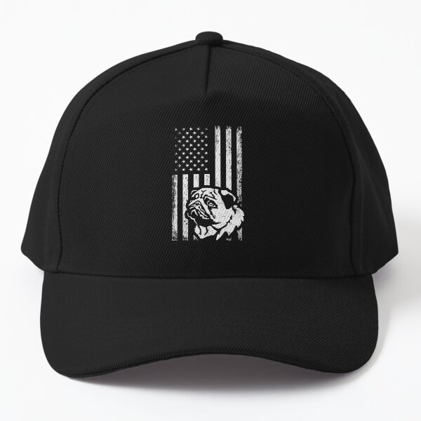 Vista previa del artículo con la obra «Bandera Patriótica Americana Pug Gris», diseñado y vendido por More Cute Dogs.