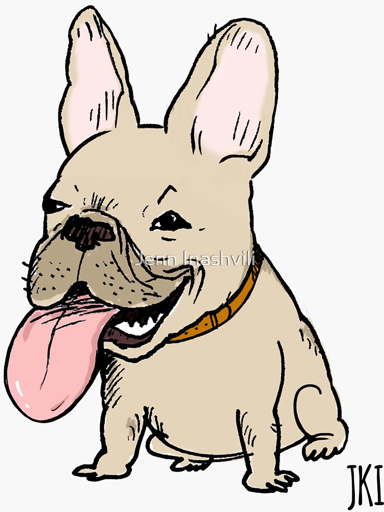 "Funny French Bulldog Cartoon Dog" Sticker by ShortCoffee Redbubble