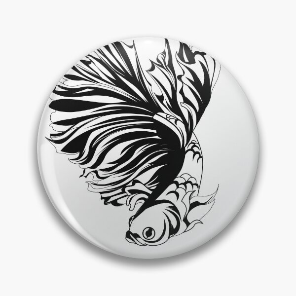 Item preview, Betta fish drawing black and white designed and sold by 4You4U.