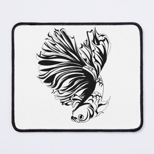 Item preview, Betta fish drawing black and white designed and sold by 4You4U.