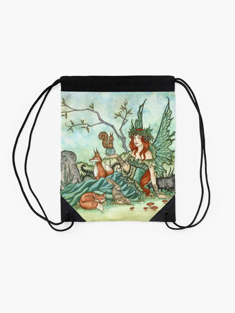 Thumbnail 2 of 3, Drawstring Bag, Together designed and sold by AmyBrownArt.