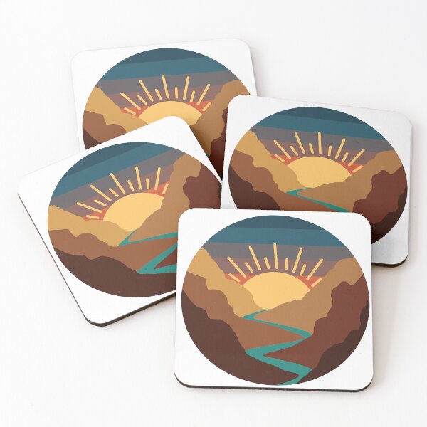Item preview, Sunset Over Mountains and River Minimalist Design designed and sold by Creations-By-Em.