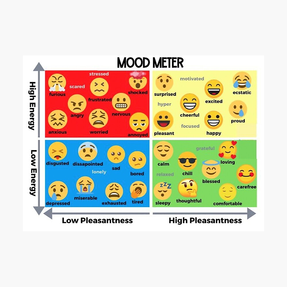 FOUR EMOTIONAL REGULATION Emotion Chart For Emotions Poster For 