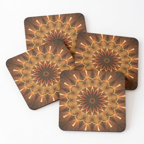 Item preview, 16-point star mandala in gold, orange, and sepia designed and sold by effervescence.