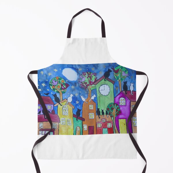 Item preview, Black and White Cats on Colourful Roofs Moon Gazing designed and sold by Casimirasart.
