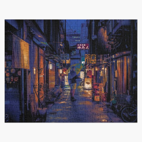sad in rain [ rainy nights in takayama japanese night street thermal heatmap urban cinematic film 35mm photography] Jigsaw Puzzle