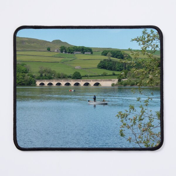 Item preview, Fishing boats and Ashopton viaduct at Ladybower Reservoir designed and sold by cdkphotos.