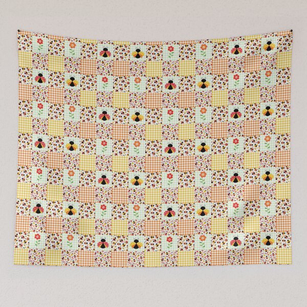 Item preview, Love Bug Ladybugs and Flowers Patchwork designed and sold by KrisInStitches.