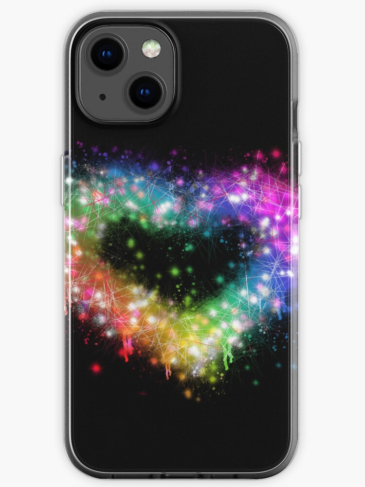 Rainbow sparkle heart, neon spray paint design