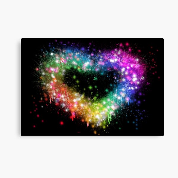 Rainbow sparkle heart, neon spray paint design