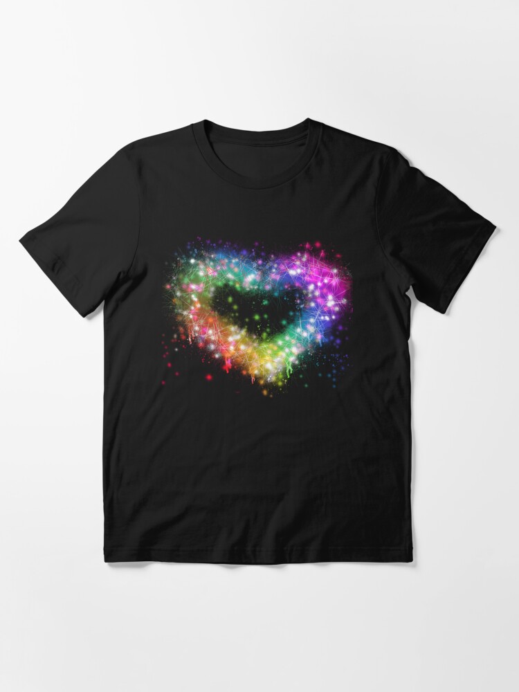 Rainbow sparkle heart, neon spray paint design