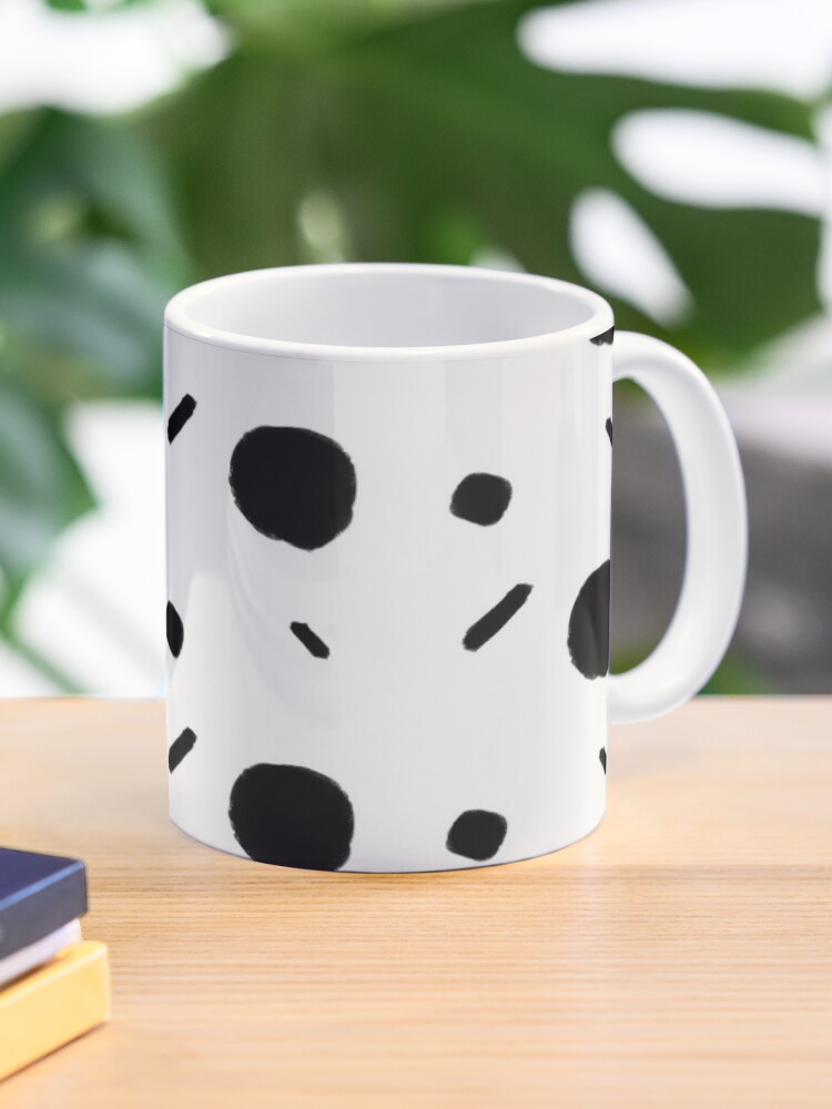 Simple modern black white hand painted stripes dots pattern Coffee Mug by  Pink Water