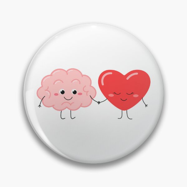 Item preview, Cute cartoon brain and heart characters holding hands design . Mind and feeling harmony concept  designed and sold by Rebend.