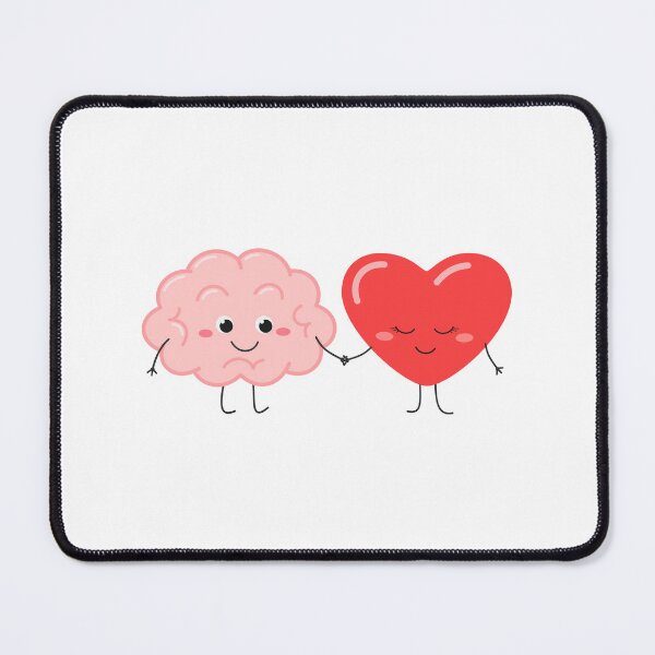 Item preview, Cute cartoon brain and heart characters holding hands design . Mind and feeling harmony concept  designed and sold by Rebend.