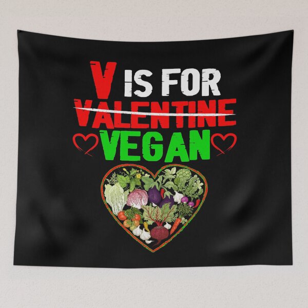 Item preview, V is for Vegan Valentine Heart Shape Vegan food Lovers designed and sold by CREATIVE-TEE.