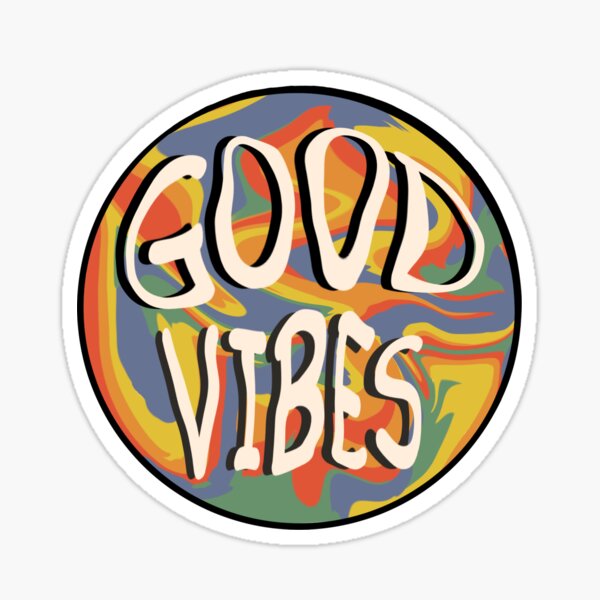 "Flowy Tie Dye Good Vibes Sign" Sticker by roleydesigns Redbubble