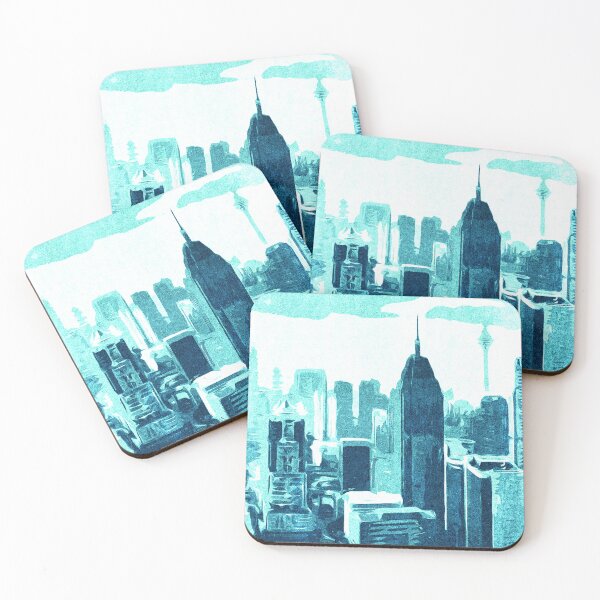 Item preview, blue haze cityscape designed and sold by Hanna-Fortunata.
