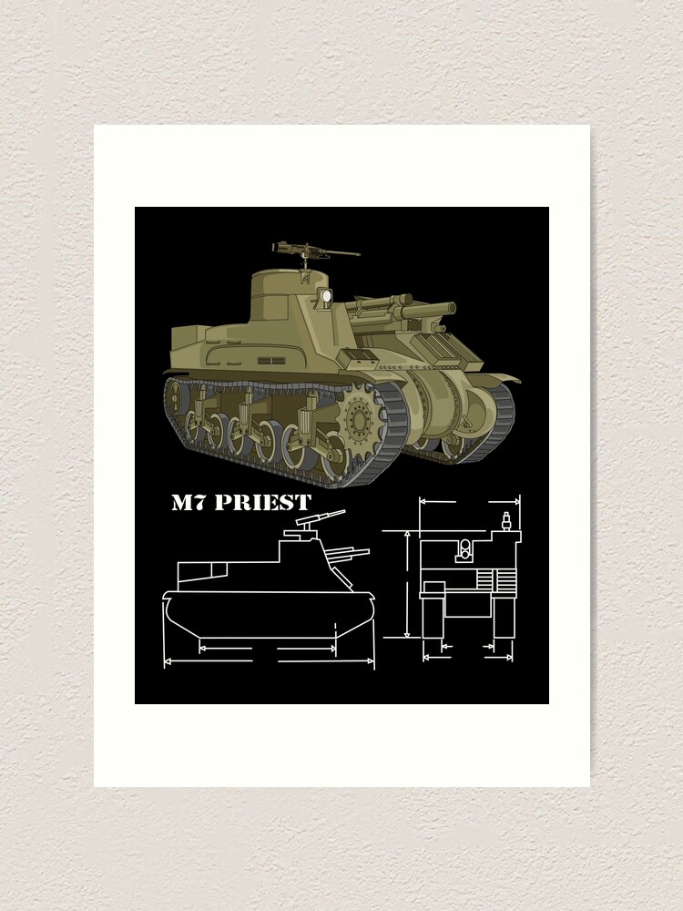 M7 Priest WW2 American Howitzer Motor Carriage Diagram And Blueprint   Farp,small,wall Texture,product,750x1000 