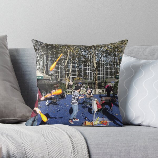 Bryant Park Juggling, Bryant Park, New York City Throw Pillow