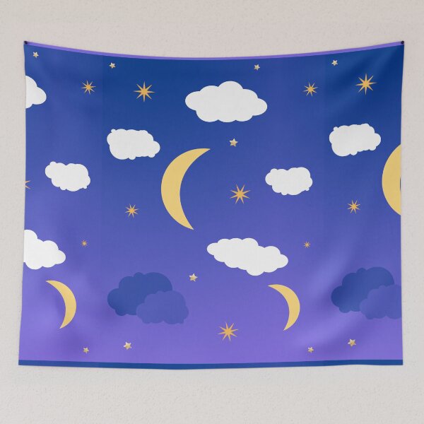 Item preview, Half moon, stars and cloud t-shirt print - ombre designed and sold by LukjanovArt.
