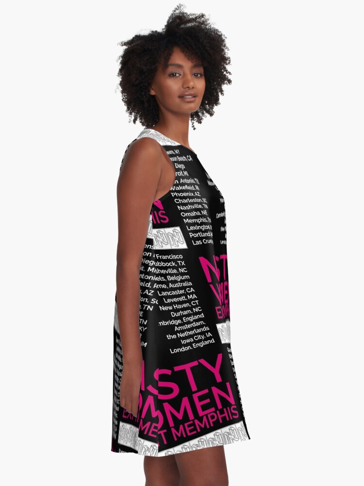 Thumbnail 2 of 4, A-Line Dress, Nasty Women Exhibit Memphis 27 Cities Black designed and sold by pukachelle.