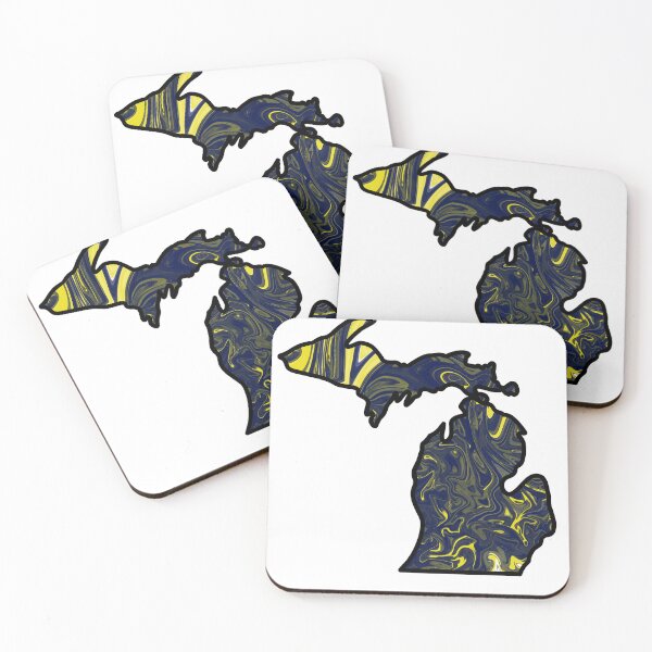 Item preview, Michigan Pour Paint: Michigan Maize and Blue Swirl designed and sold by doodle-mittens.